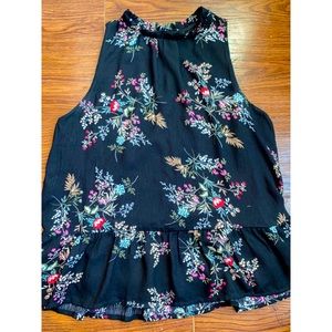High neck floral peplum top